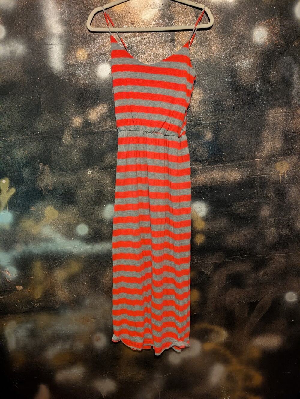 Vintage Velvet Torch Striped Maxi Dress Women's Small Orange & Gray USA